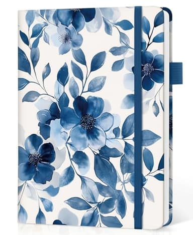 Lined Journal Notebook for Women & Men, Hardcover Leather Journal for writing, A5 College Ruled Notebook for Work & Note Taking, Perfect for Office School Home Supplies, 160 Pages, Watercolor Petal - Image 1