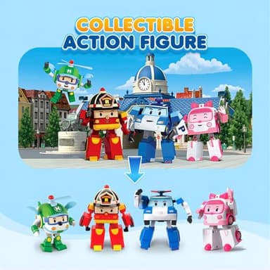 Robocar Poli Roy Transforming Robot, 4" Transformable Action Toy Figure Vehicles, Firetruck Emergency Vehicle Playset, Holiday Birthday Rescue Fire Truck Car Toys Gift for Boys Girls Age 1 2 3 4 5 - Image 6