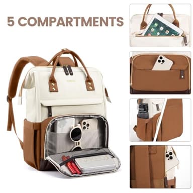 LOVEVOOK Laptop Backpack for Women, 15.6 Inch Work Business Backpacks Purse With Large Capacity, Waterproof Nurse Bag College Bookbag for School, Waterproof Casual Daypack for Travel - Image 3