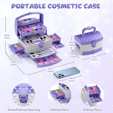 PERRYHOME Kids Makeup Set for Girl 56 Pcs Washable Real Cosmetic, Non-Toxic Frozen Toys Toddler Makeup Kit, Princess Dress up Christmas & Birthday Girl Gift for 3 4 5 6 7 8 9 10 11 12 Year Old Girls - Image 6