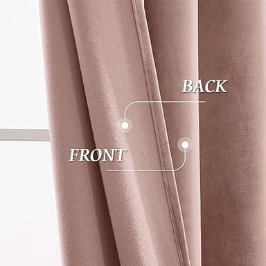 RYB HOME Dusty Pink Velvet Curtains 108 inches for Bedroom, Rod Pocket Soft Fabric Curtains & Drapes for Living Room, Sliding Glass Door, W 52 x L 108, 2 Panels Set - Image 4