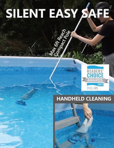 KOKIDO (2025) Rechargeable Handheld Pool Spa Vacuum, Aluminum Pole and 2 Brush Heads, Ideal for Pools up to 20ft, Cordless 60 mins Spot Cleaning, Above Ground Pool, Hot Tub & Spa XV110 - Image 2