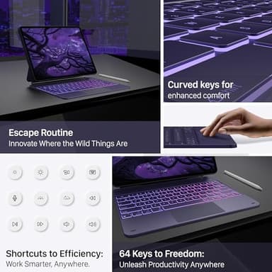 typecase Keyboard Case for iPad Air 13(M3 2025 / M2 2024) and iPad Pro 12.9 (6th, 5th, 4th, 3rd Gen),Magic Keyboard for iPad Pro 12.9,Multi-Touch Trackpad, 11 Colors Backlight,Midnight Amethyst - Image 7