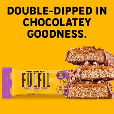 FULFIL Protein Snack Bars, Chocolate Peanut Caramel Flavored, Gluten Free with 15g Protein, Pantry Staples, 12 Count - Image 6