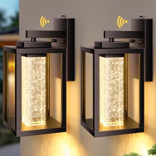 VIANIS 2 Pack Porch Lights Outdoor, Oil Rubbed Bronze Dawn to Dusk Exterior Lighting Fixtures for House, Farmhouse Outside Garage Lights Wall Mount Built-in LED Outdoor Wall Sconces Lantern, Anti-Rust - Image 1
