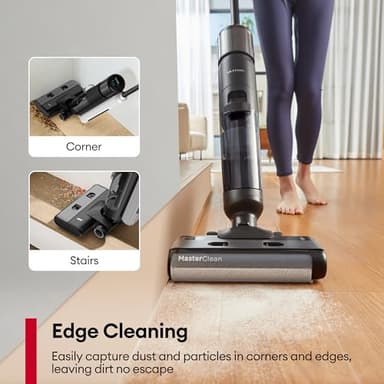 Ultenic Wet Dry Vacuum Cleaner,Cordless Vacuum Mop Combo with Self-Cleaning,Smart Mess Detection,50mins Runtime,3-in-1 Vacuum Mop for Hard Floors,Edge Cleaning,LED Display,Black,AC1 Elite - Image 6
