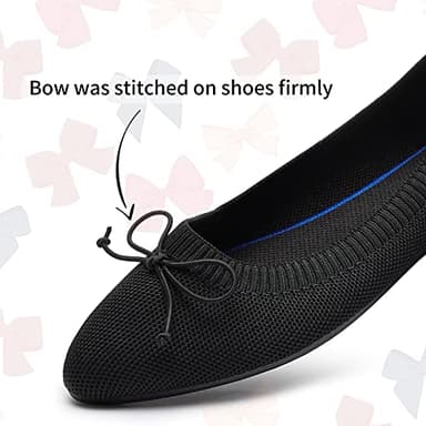 Shupua Women's Flats Black Flats Shoes Pointed Toe Ballet Flats Comfortable Bow Girls Flats Dressy(Black.us9) - Image 5
