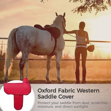 Epicover Oxford Fabric Western Saddle Cover, Waterproof Protective Cover with 6 Elastic Straps, Sturdy Scratch-Proof Case for Most Full-Size Western Saddles - Image 2