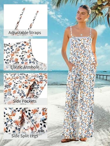ATOG Women's Summer Jumpsuits Boho Wide Leg Overalls Casual Floral Print Rompers Beach Outfits with Pockets(Floral Yellow,X-Large) - Image 6
