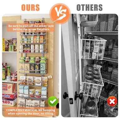 Over The Door Pantry Organizer, 9-Tier Over The Door Organizer with Adjustable Baskets, Metal Hanging Spice Rack for Pantry Organizers and Storage, Suitable for Kitchen Laundry Room & Bathroom, Black - Image 7