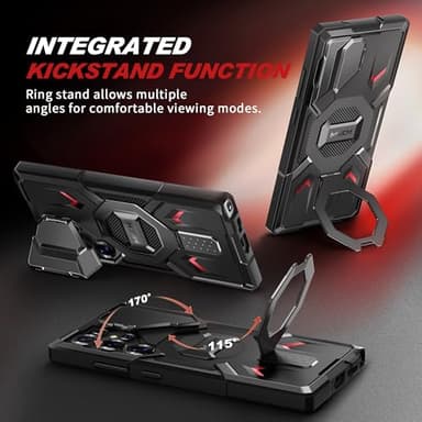 TONGATE for Samsung Galaxy S25 Ultra Case with Magnetic Stand, Compatible with Magsafe, [Military Drop Protection][2 Front Frames & Camera Cover] S25 Ultra Case with Screen Protector & Belt Clip,Black - Image 4