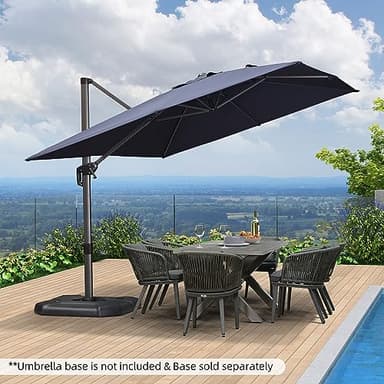 PURPLE LEAF 9' X 11.5' Patio Umbrella Outdoor Cantilever Rectangle Umbrella Aluminum Offset Umbrella with 360-degree Rotation for Garden Deck Pool Patio, Navy Blue - Image 3