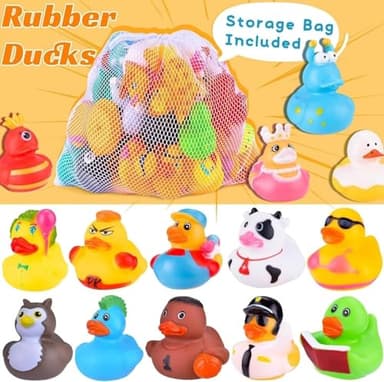 110 Packs Rubber Ducks in Bulk Assortment Jeep Ducks for Ducking, Small Rubber Duckies for Toddler Baby Bath Toys Floater Rubber Duck Bath Pool Toys Kids Party Favors with Mesh Carry Bag - Image 2