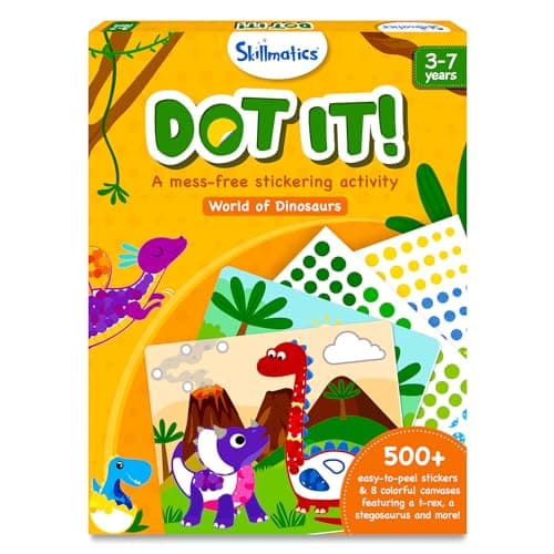 Skillmatics Dot It Sticker Art - Dinosaurs, Mess-Free Fun for Kids, 500+ Stickers, Craft Kits, DIY Scrapbooking Activity, Travel Toys, Gifts for Boys & Girls Ages 3, 4, 5, 6, 7 - Image 1