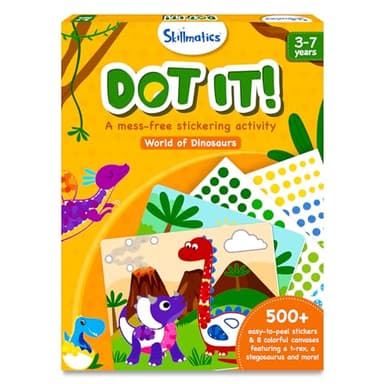 Skillmatics Dot It Sticker Art - Dinosaurs, Mess-Free Fun for Kids, 500+ Stickers, Craft Kits, DIY Scrapbooking Activity, Travel Toys, Gifts for Boys & Girls Ages 3, 4, 5, 6, 7 - Image 1