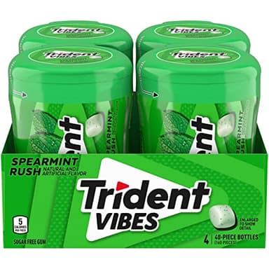 Trident Vibes Spearmint Rush Sugar-Free Chewing Gum, 4 Bottles of 40 Pieces (160 Total Pieces) - Image 1