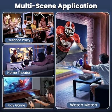 FUDONI Projector with WiFi and Bluetooth, Native 1080P Outdoor Movie Projectors 4k Supported, Highlight Portable Home Theater Projector Max 300", Indoor&Outdoor Use - Image 8