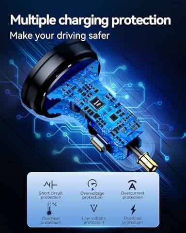 70W USB C Car Charger, Rocoren 4-Port PD Super Fast Charging Type C Car Charger for Multiple Devices, Cigarette Lighter Adapter, USBC Phone Adapter for iPhone 17/17 Air/16/15 Pro Max,Samsung S25,Piexl - Image 6