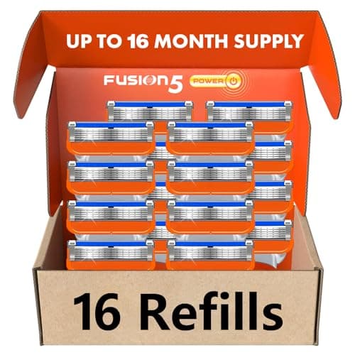 16 Pcs Razor Blade Shaving Razor Blade Refills for Fusion 5, a More Comfortable Shave for Men, Orange New Version - Image 1
