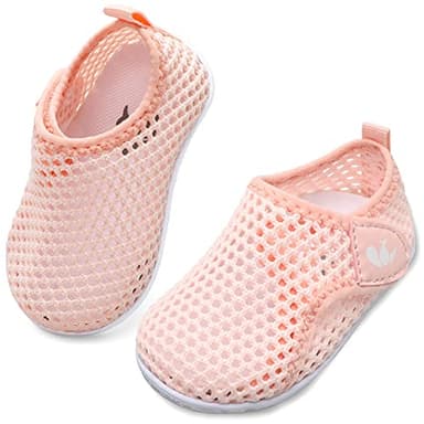 JIASUQI Babys Girls Boys Comfort Walking Water Shoes for Outdoor Swimming River Mesh Pink 12-18 Months - Image 1