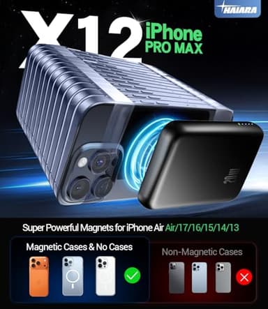 for Magsafe Battery Pack, 10000mAh Magnetic Portable Charger with USB-C 20W Fast Charging, Slim & Lightweight Wireless Power Bank for iPhone Air/17/16/15/14/13 Series, for Travel Cruise Essentials - Image 3