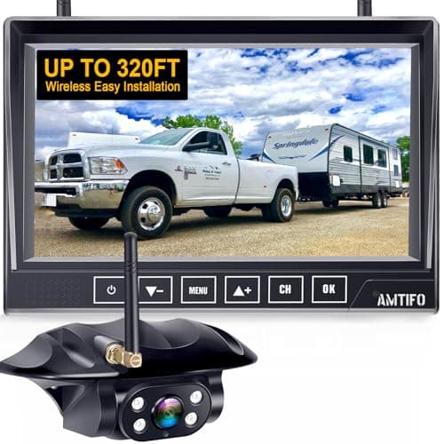 RV Backup Camera Wireless Easy Install: Plug & Play for Furrion Pre-Wired RVs - 7″ HD Touch Key Monitor, 1080P DVR, 4-Channel Split-Screen, Night Vision, IP69K Waterproof AMTIFO A7 - Image 1