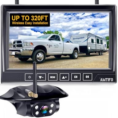 RV Backup Camera Wireless Easy Install: Plug & Play for Furrion Pre-Wired RVs - 7″ HD Touch Key Monitor, 1080P DVR, 4-Channel Split-Screen, Night Vision, IP69K Waterproof AMTIFO A7 - Image 1
