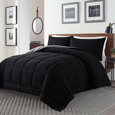 DOWNCOOL 3-Piece Queen Comforter Set - Down Alternative, Black/Grey - Image 2