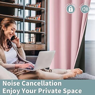 BGment Baby Pink 100% Blackout Curtains for Nursery Bedroom 84 Inch Length 2 Panels, Thermal Insulated Full Light Blocking Grommet Noise Cancelling Window Curtains for Girls Room, 60 Inch Wide Each - Image 5