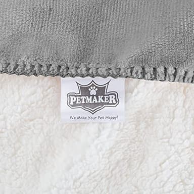 Waterproof Pet Blanket - 50x60-Inch Reversible Sherpa Fleece Throw Protects Couches, Cars, and Beds from Spills, Stains, and Fur by PETMAKER (Gray) - Image 7