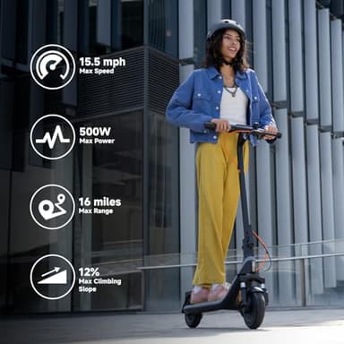 Segway Ninebot E2 Plus II Electric Scooter, 15.5 MPH, 16 Miles Max Range, Front Suspension, 8.1" Shock-Absorbing Tires, Dual Brakes, Scooter for Adults, UL-2272 2271 Certified - Image 4