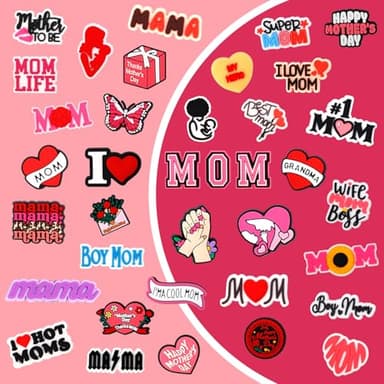 42PCS Mothers Day Shoe Charms Set Cute Love Mom Grandma Clog Shoe Decorations PVC Shoe Charms for Crocs Gifts for Women Girls Kids Boys Perfect for Party Birthday Holidays - Image 2