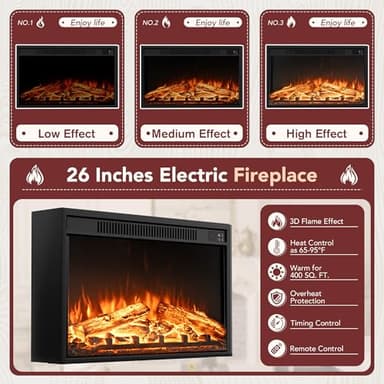 JUMMICO Fireplace TV Stand for TVs Up to 65+ Inch Entertainment Center with Open Storage Shelves and Side Cabinets, Media Console Table with Barn Doors for Living Room (Grey) - Image 2