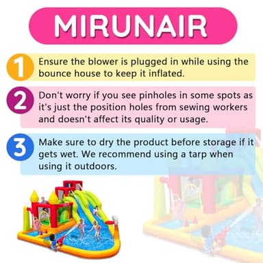 MIRUNAIR Inflatable Bounce House with Slides, Inflatable Water Slide for Kids Backyard, Bounce Water Prak with Air Blower, Splash Pool, Water Cannon, Climbing Wall, Outdoor Backyard Water Park - Image 4
