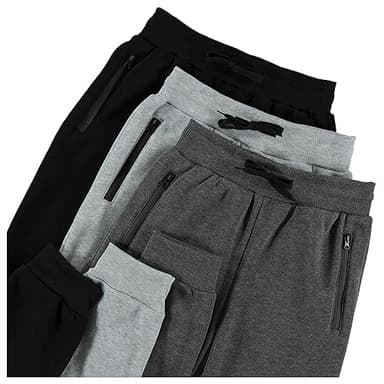PURE CHAMP 3Pk Boys Sweatpants Fleece Athletic Workout Kids Clothes Boys Joggers with Zipper Pocket and Drawstring Size 4-20(SET1 Size 8) - Image 2