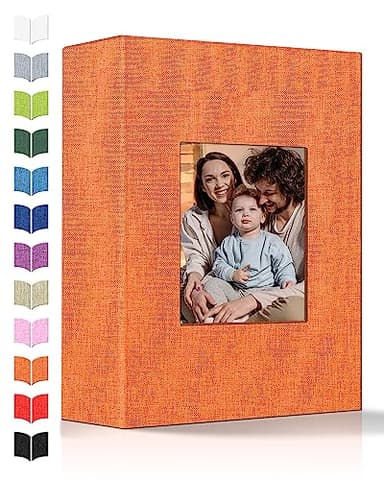 Artfeel Photo Album 4x6 with 100 Pockets,Slip-in Picture Albums,Linen Cover Memory Book with Front Window,White Page Vertical Photo Book for Wedding,Family,Anniversare,Baby,Vacation - Image 1