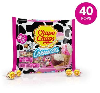 Chupa Chups Cremosa Lollipop Assortment, 2 Ice Cream Flavors, Individually Wrapped Candy for Kids, 10.5 Oz Bag (25 Suckers) - Image 4