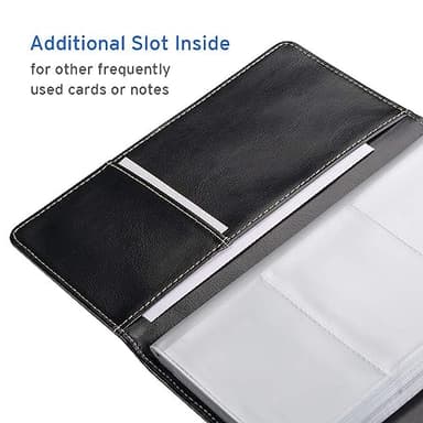Sooez Leather Professional Business Card Book Holder Organizer, 240 Capacity Credit Card Booklet, PU Name Cards Holder Storage File for Men Women, Grass Green - Image 7