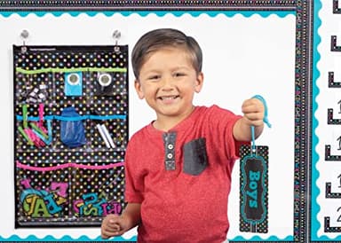 Teacher Created Resources 77278 Chalkboard Brights Magnetic Boys Pass 6.75" x 2.25" - Image 3