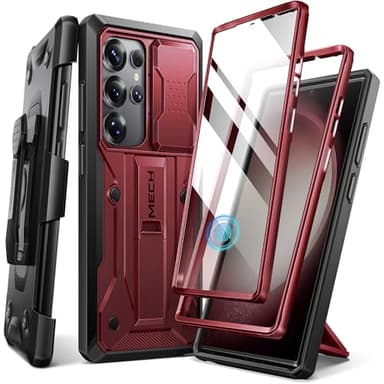 TONGATE for Samsung Galaxy S23 Ultra Case, [Built-in Slide Camera Cover & Screen Protector] [2 Front Frame] Military Grade Shockproof S23 Ultra Phone Case with Kickstand & Belt-Clip 6.8", Maroon - Image 1
