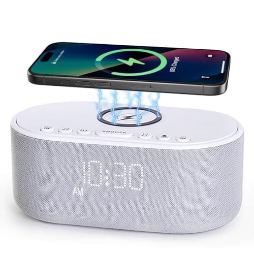 Sound Machine Alarm Clock Wireless Charger: Bluetooth 10W Stereo Sound Speaker Bedroom - White Noise Machine for Sleeping with 21 Soothing Sounds - Image 1