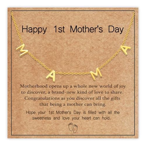 SmileBelle First Mothers Day Gifts for New Mom, Mama Necklace as First Time Mom Gifts for Daughter Mama Jewelry as 1st Mothers Day Gift for Friend Women