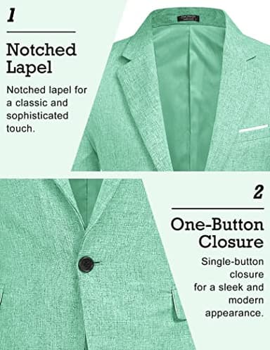 COOFANDY Men's Blazer Casual Sport Coats Slim Fit One Button Suit Jacket Lightweight Sports Jacket (Mint Green,Large) - Image 3