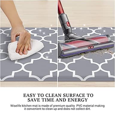 WISELIFE Kitchen Mat and Rugs Cushioned Anti-Fatigue,17.3"x 28",Non Slip Waterproof Ergonomic Comfort Mat for Kitchen, Floor Home, Office, Sink, Laundry, Grey - Image 5