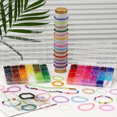 XSEINO 3760 Pieces 6mm Crystal Beads for Jewelry Making, 47 Colors Crystal Acrylic Beads for Bracelets Jewelry Making and DIY Crafts - Image 5