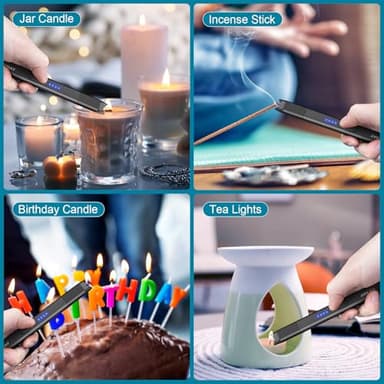 TOPKAY 2 Pack Electric Candle Lighter Windproof Flameless USB Rechargeable Plasma Arc Long Lighter for BBQ Grill Firework Kitchen Camping. - Image 6