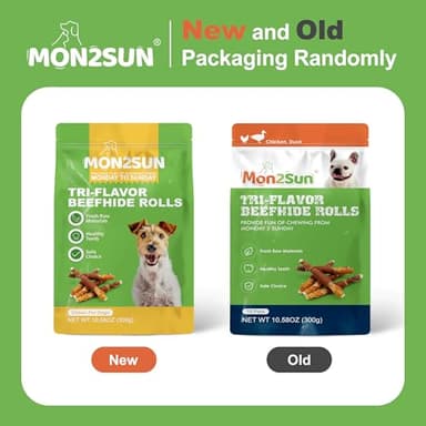 MON2SUN Dog Treats, Triple Flavor 5 Inch Chicken Liver Duck and Chicken Wrapped Rawhide Snacks for Small and Medium Dogs, 10.58 Oz (15 Count-Pack of 1) - Image 8
