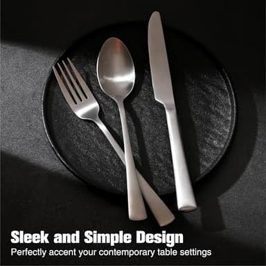 KINGSTONE Silverware Set for 8, 40-Piece 18/10 Stainless Steel Flatware Set,Forged Cutlery Set Matte Satin Finish, Dishwasher Safe - Image 6