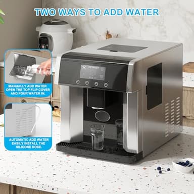 TABU 2-in-1 Bottleless Water Cooler with Ice Maker, Countertop Water Dispenser with 33lbs/Day Ice Maker, Self-Cleaning Ice Machine with Ice Scoop, 3 Size Bullet Cube, Ideal for Home, Office, Party, RV - Image 5