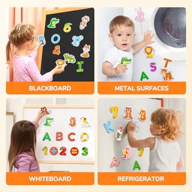JoyCat Wooden Kids Magnets – 26 Cute Animals, Alphabet Uppercase Letters, and 0-9 Numbers, Fridge Magnets for Toddlers, Fun Educational Spelling Learning Gift for Toddlers & Kids - Image 6